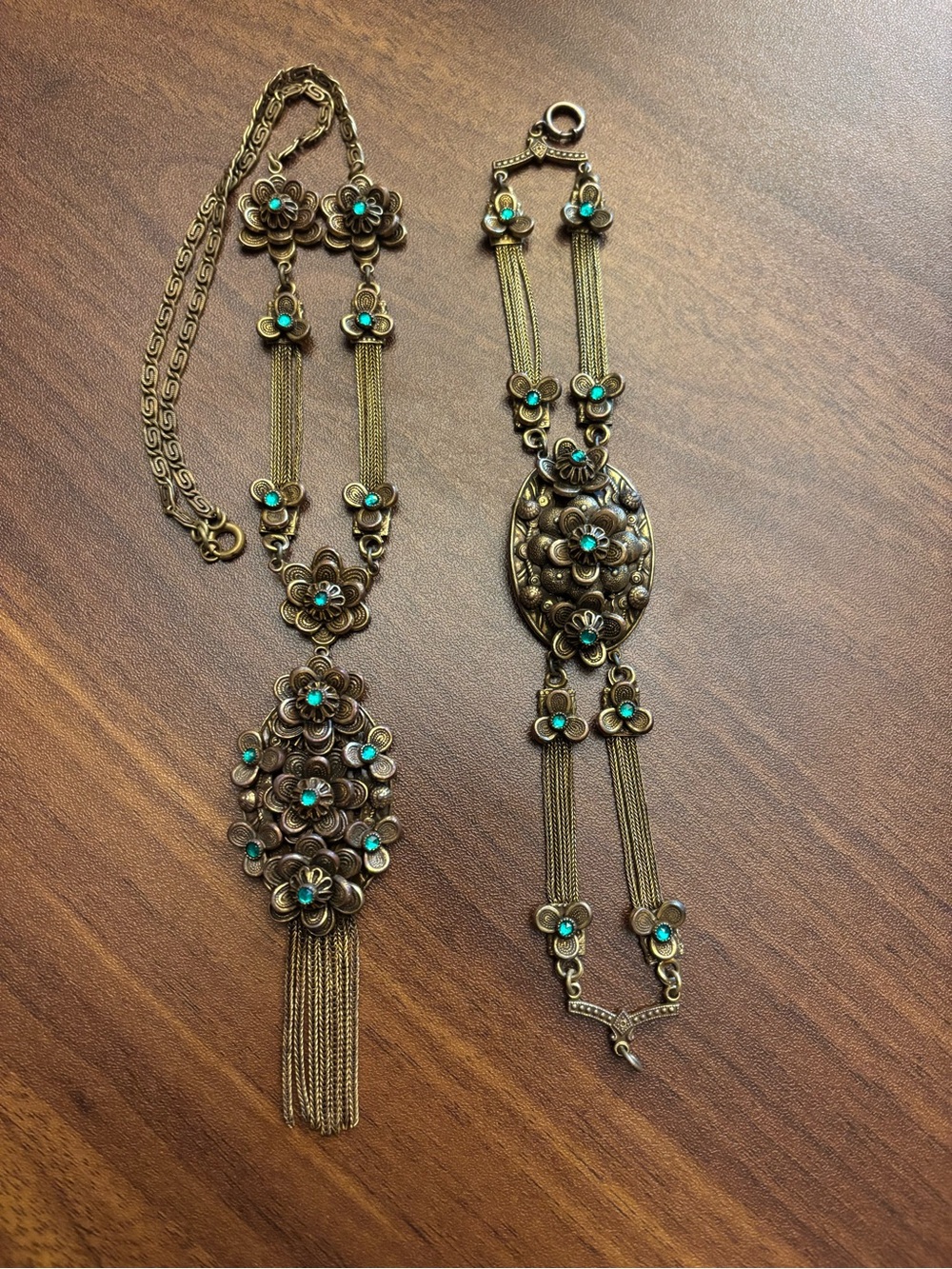 Vintage Victorian revival style tassel necklace and bracelet.